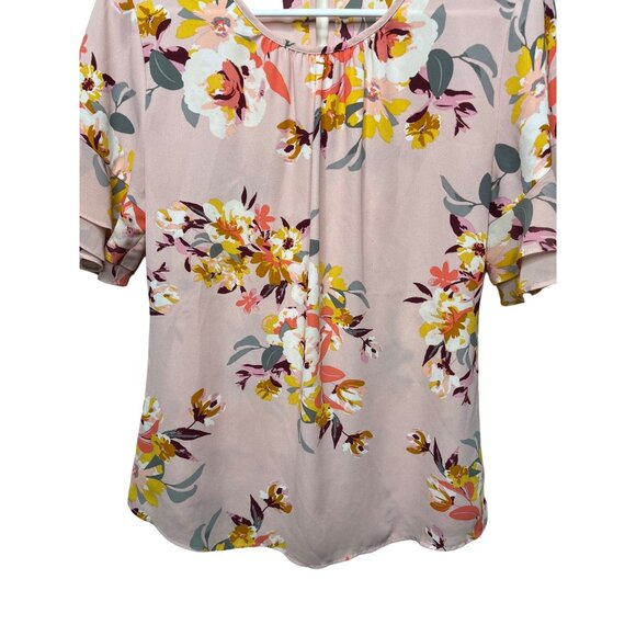 Van Heusen Top Womens XS Shirt Blouse Pink Floral Boho Work Casual Spring Summer - Picture 2 of 11